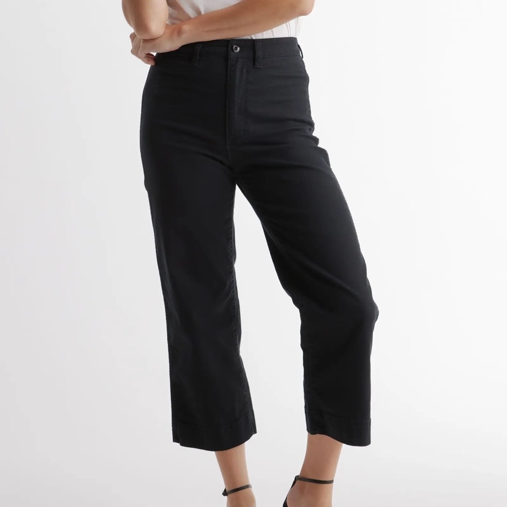 Quince Organic Stretch Cotton Twill Wide-Leg Crop Pants